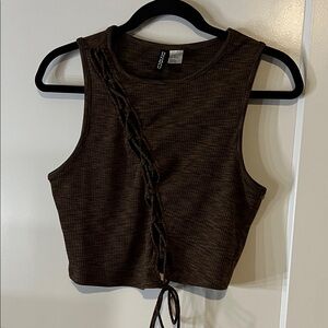 H&M Brown Lace-Up Crop Top